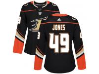 #49 Adidas Authentic Max Jones Women's Black NHL Jersey - Home Anaheim Ducks