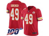 #49 Limited Daniel Sorensen Red Football Home Men's Jersey Kansas City Chiefs Vapor Untouchable 100th Season