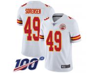 #49 Limited Daniel Sorensen White Football Road Men's Jersey Kansas City Chiefs Vapor Untouchable 100th Season