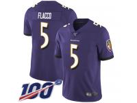 #5 Limited Joe Flacco Purple Football Home Men's Jersey Baltimore Ravens Vapor Untouchable 100th Season