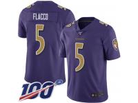 #5 Limited Joe Flacco Purple Football Youth Jersey Baltimore Ravens Rush Vapor Untouchable 100th Season