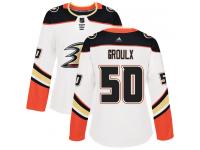 #50 Adidas Authentic Benoit-Olivier Groulx Women's White NHL Jersey - Away Anaheim Ducks