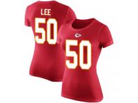 #50 Darron Lee Red Football Rush Pride Name & Number Women's Kansas City Chiefs T-Shirt