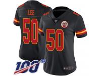 #50 Limited Darron Lee Black Football Women's Jersey Kansas City Chiefs Rush Vapor Untouchable 100th Season