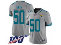 #50 Limited Telvin Smith Silver Football Youth Jersey Jacksonville Jaguars Inverted Legend 100th Season