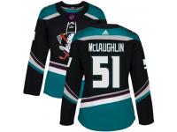 #51 Adidas Authentic Blake McLaughlin Women's Black Teal NHL Jersey - Alternate Anaheim Ducks