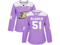 #51 Adidas Authentic Blake McLaughlin Women's Purple NHL Jersey - Anaheim Ducks Fights Cancer Practice