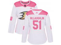 #51 Adidas Authentic Blake McLaughlin Women's White Pink NHL Jersey - Anaheim Ducks Fashion