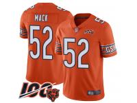 #52 Limited Khalil Mack Orange Football Alternate Men's Jersey Chicago Bears 100th Season