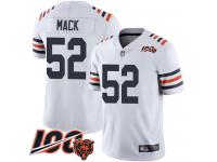 #52 Limited Khalil Mack White Football Men's Jersey Chicago Bears 100th Season
