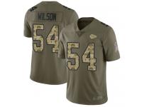 #54 Limited Damien Wilson Olive Camo Football Men's Jersey Kansas City Chiefs 2017 Salute to Service