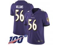 #56 Limited Tim Williams Purple Football Home Youth Jersey Baltimore Ravens Vapor Untouchable 100th Season