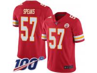 #57 Limited Breeland Speaks Red Football Home Men's Jersey Kansas City Chiefs Vapor Untouchable 100th Season