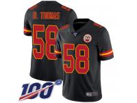 #58 Limited Derrick Thomas Black Football Men's Jersey Kansas City Chiefs Rush Vapor Untouchable 100th Season