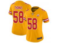 #58 Limited Derrick Thomas Gold Football Women's Jersey Kansas City Chiefs Inverted Legend Vapor Rush