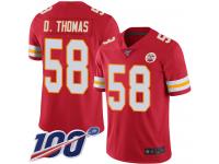 #58 Limited Derrick Thomas Red Football Home Men's Jersey Kansas City Chiefs Vapor Untouchable 100th Season