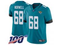 #68 Limited Andrew Norwell Teal Green Football Alternate Youth Jersey Jacksonville Jaguars Vapor Untouchable 100th Season