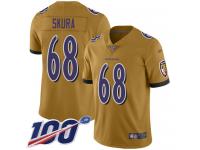 #68 Limited Matt Skura Gold Football Men's Jersey Baltimore Ravens Inverted Legend 100th Season