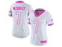 #7 Baltimore Ravens Trace McSorley Limited Women's White Pink Jersey Football Rush Fashion
