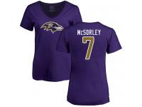 #7 Baltimore Ravens Trace McSorley Women's Name & Number Logo Purple Football T-Shirt