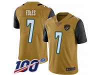 #7 Limited Nick Foles Gold Football Youth Jersey Jacksonville Jaguars Rush Vapor Untouchable 100th Season