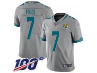 #7 Limited Nick Foles Silver Football Youth Jersey Jacksonville Jaguars Inverted Legend 100th Season