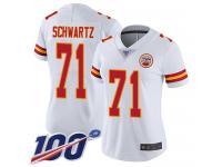 #71 Limited Mitchell Schwartz White Football Road Women's Jersey Kansas City Chiefs Vapor Untouchable 100th Season