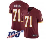 #71 Limited Trent Williams Burgundy Red Football Home Men's Jersey Washington Redskins Vapor Untouchable 100th Season
