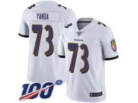 #73 Limited Marshal Yanda White Football Road Youth Jersey Baltimore Ravens Vapor Untouchable 100th Season