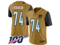 #74 Limited Cam Robinson Gold Football Youth Jersey Jacksonville Jaguars Rush Vapor Untouchable 100th Season