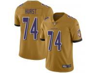 #74 Limited James Hurst Gold Football Women's Jersey Baltimore Ravens Inverted Legend Vapor Rush