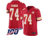#74 Limited Martinas Rankin Red Football Home Men's Jersey Kansas City Chiefs Vapor Untouchable 100th Season