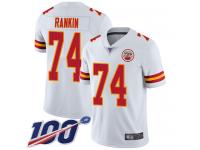 #74 Limited Martinas Rankin White Football Road Men's Jersey Kansas City Chiefs Vapor Untouchable 100th Season