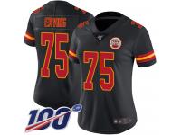 #75 Limited Cameron Erving Black Football Women's Jersey Kansas City Chiefs Rush Vapor Untouchable 100th Season