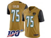 #75 Limited Jawaan Taylor Gold Football Youth Jersey Jacksonville Jaguars Rush Vapor Untouchable 100th Season