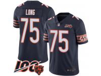 #75 Limited Kyle Long Navy Blue Football Home Men's Jersey Chicago Bears 100th Season