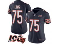 #75 Limited Kyle Long Navy Blue Football Home Women's Jersey Chicago Bears 100th Season