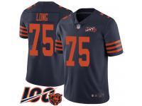 #75 Limited Kyle Long Navy Blue Football Men's Jersey Chicago Bears Rush Vapor Untouchable 100th Season