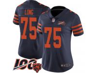 #75 Limited Kyle Long Navy Blue Football Women's Jersey Chicago Bears Rush Vapor Untouchable 100th Season