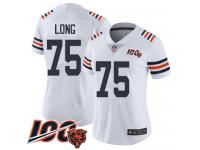 #75 Limited Kyle Long White Football Women's Jersey Chicago Bears 100th Season