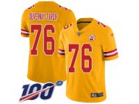 #76 Limited Laurent Duvernay-Tardif Gold Football Men's Jersey Kansas City Chiefs Inverted Legend Vapor Rush 100th Season