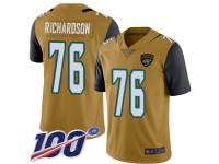 #76 Limited Will Richardson Gold Football Youth Jersey Jacksonville Jaguars Rush Vapor Untouchable 100th Season