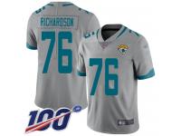 #76 Limited Will Richardson Silver Football Youth Jersey Jacksonville Jaguars Inverted Legend 100th Season