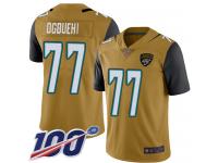 #77 Limited Cedric Ogbuehi Gold Football Youth Jersey Jacksonville Jaguars Rush Vapor Untouchable 100th Season