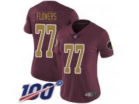 #77 Limited Ereck Flowers Burgundy Red Football Alternate Women's Jersey Washington Redskins Vapor Untouchable 100th Season 80th Anniversary