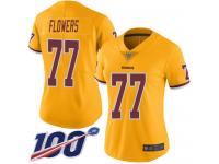 #77 Limited Ereck Flowers Gold Football Women's Jersey Washington Redskins Rush Vapor Untouchable 100th Season