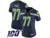 #77 Limited Ethan Pocic Navy Blue Football Home Women's Jersey Seattle Seahawks Vapor Untouchable 100th Season