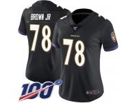 #78 Limited Orlando Brown Jr. Black Football Alternate Women's Jersey Baltimore Ravens Vapor Untouchable 100th Season