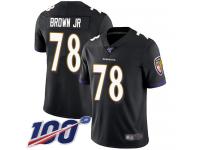 #78 Limited Orlando Brown Jr. Black Football Alternate Youth Jersey Baltimore Ravens Vapor Untouchable 100th Season