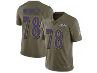 #78 Limited Orlando Brown Jr. Olive Football Men's Jersey Baltimore Ravens 2017 Salute to Service